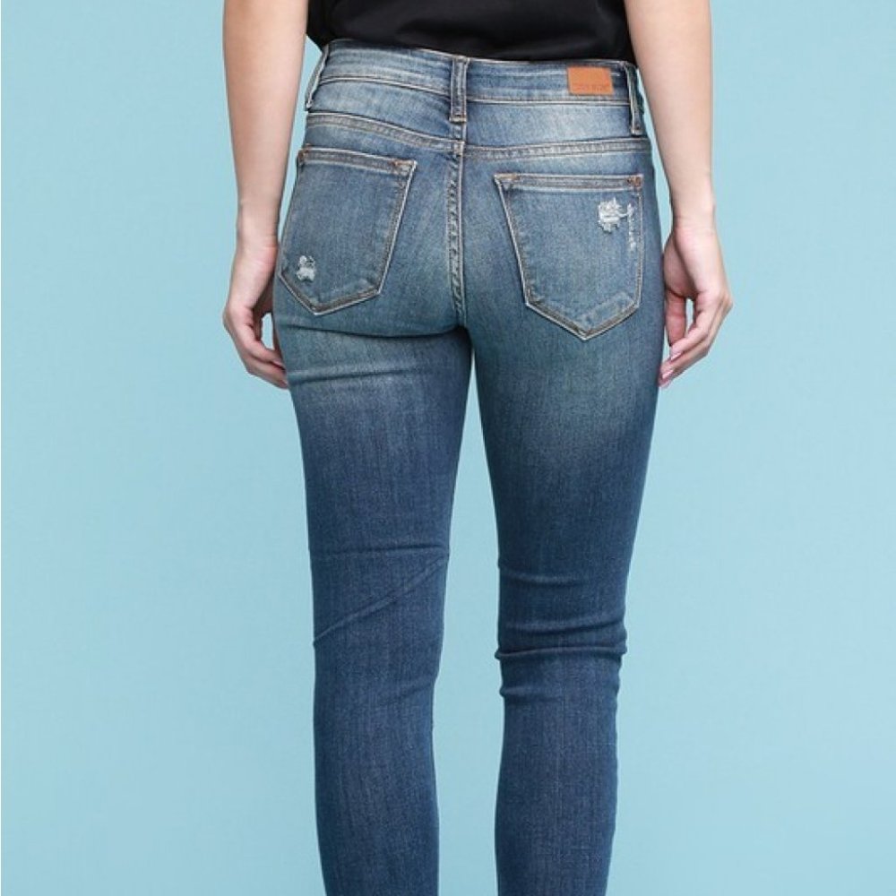 Judy Blue Buffalo Plaid Patch Skinny Jeans Size 5 - Picture 9 of 11